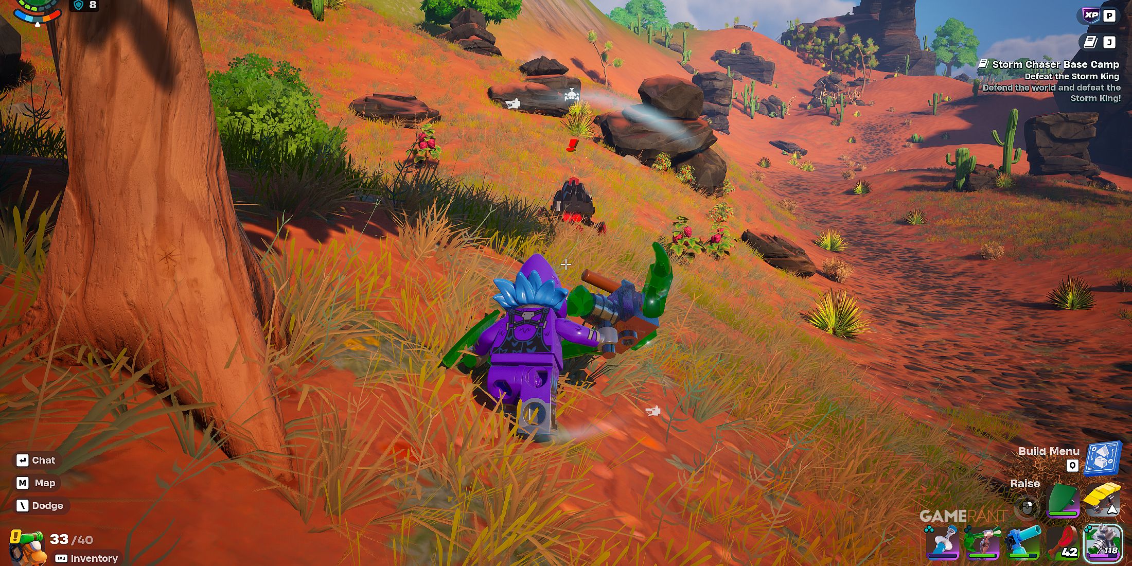 running away from a Blaster in LEGO Fortnite Odyssey 