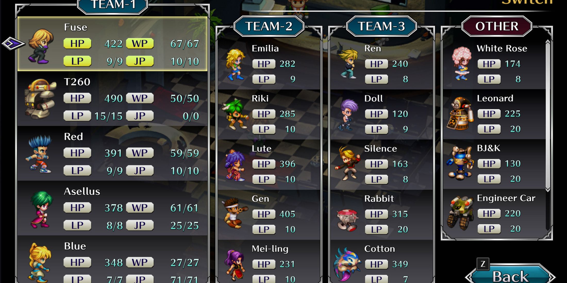 saga frontier remastered teams