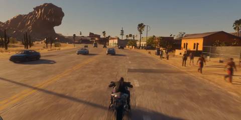 Riding a motorcycle in Saints Row (2022)