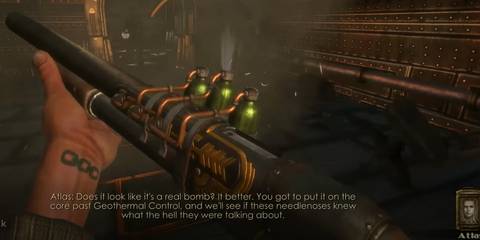 Player listening to an audio tape while reloading a shotgun 