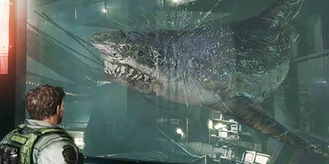 Neptune breaking through glass