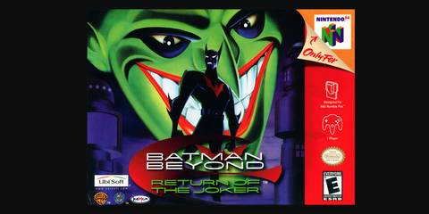 Batman Beyond standing with Joker smiling behind