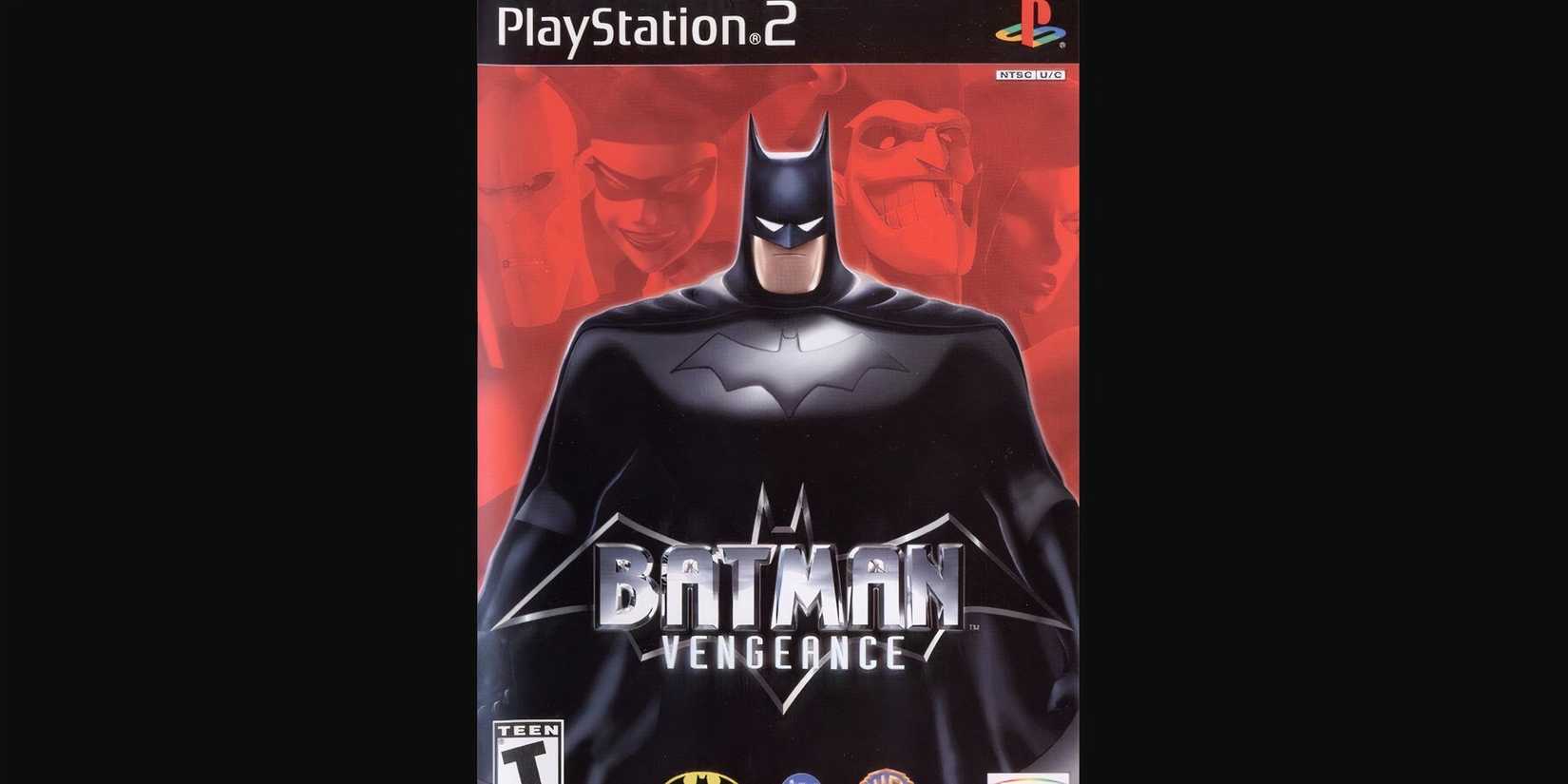 Batman: Vengeance - Batman with Harley Quinn and Joker in a red background