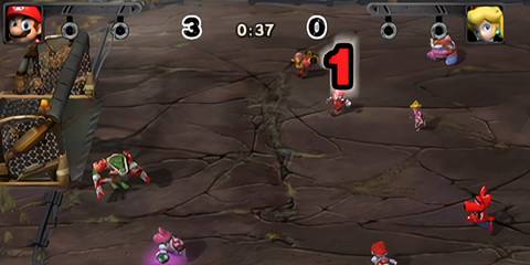 Mario and Peach on a pitch 