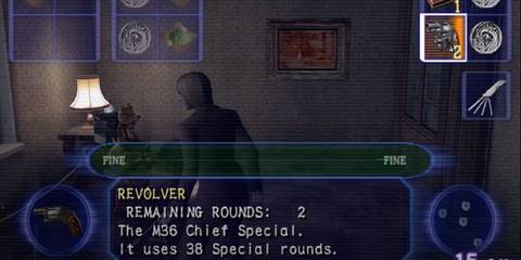 Revolver with a character in the background 