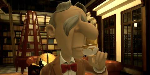 Professor Pickle sipping tea