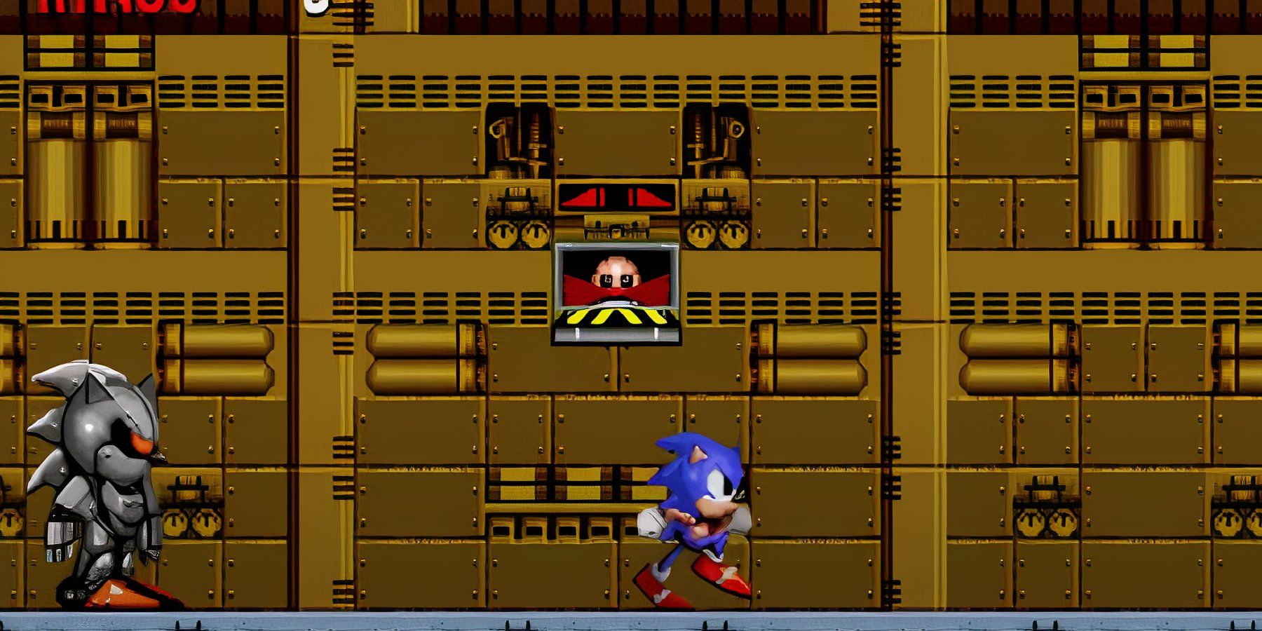 Mecha Sonic facing sonic