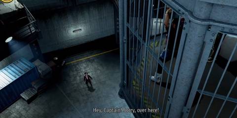 Majima walking by a hanging cell 