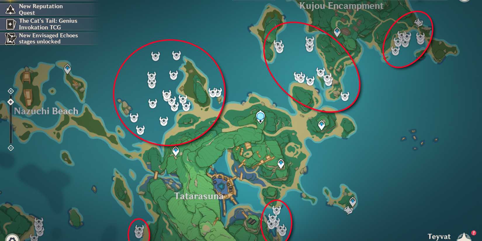 sea ganoderma location in genshin impact - kannazuka island