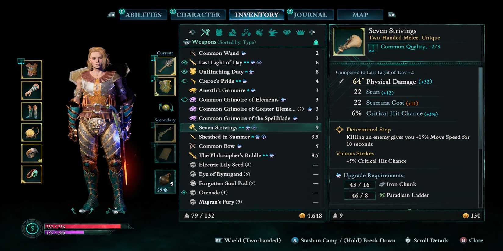 Seven Strivings weapon in Avowed