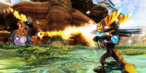 Shooting enemies in Ratchet & Clank Future A Crack In Time