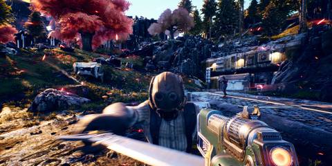 Shooting enemies in The Outer Worlds