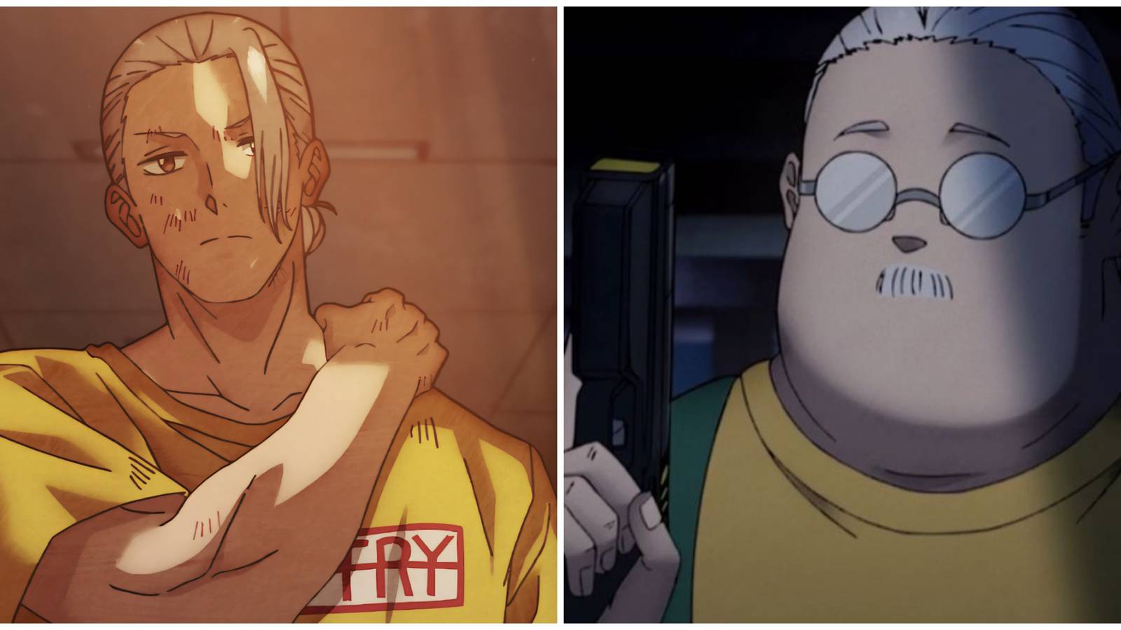 Split image of skinny Sakamoto and chubby Sakamoto in Sakamoto Days