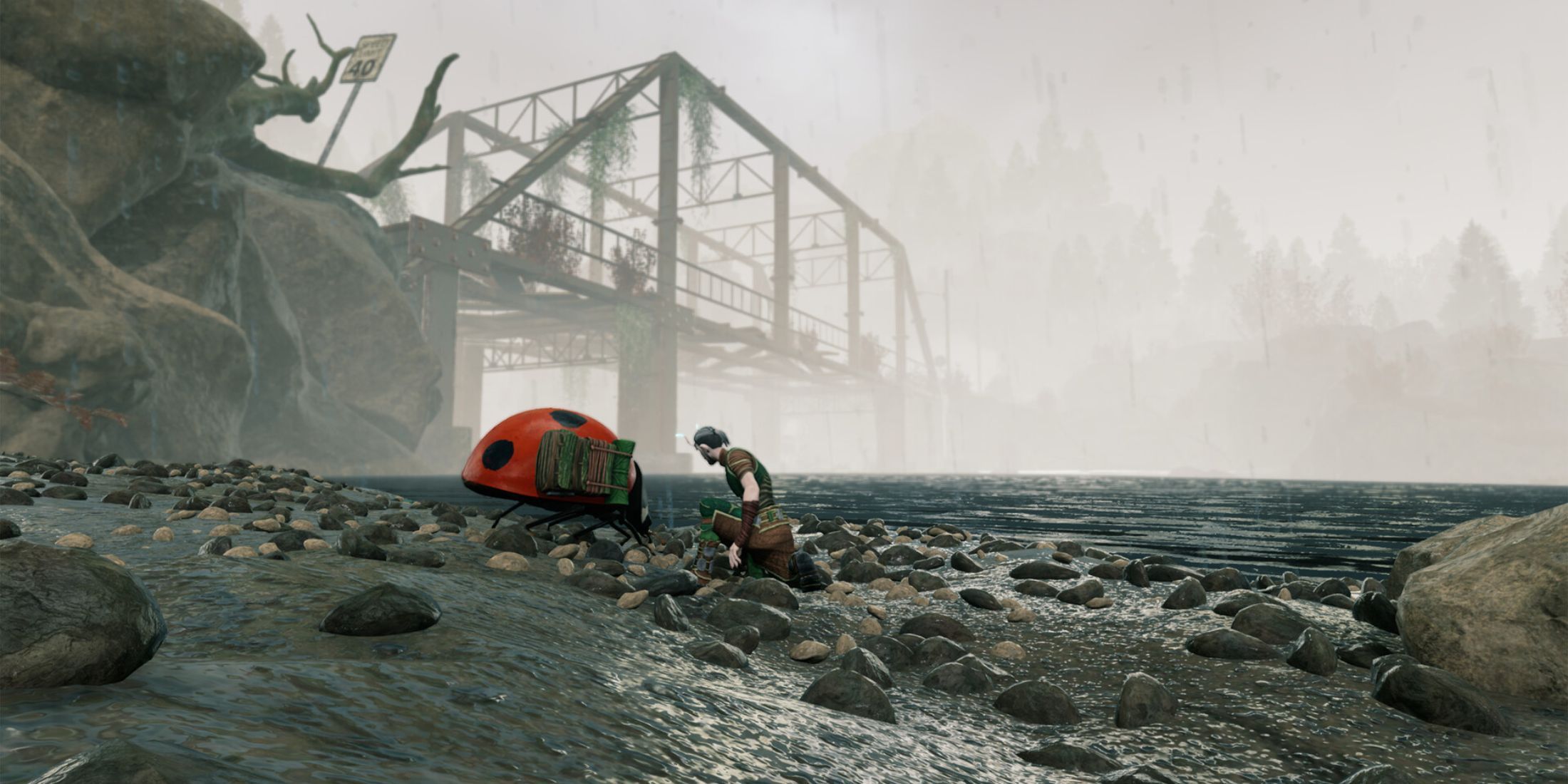 Smalland Survive the Wilds exploring with a ladybird mount