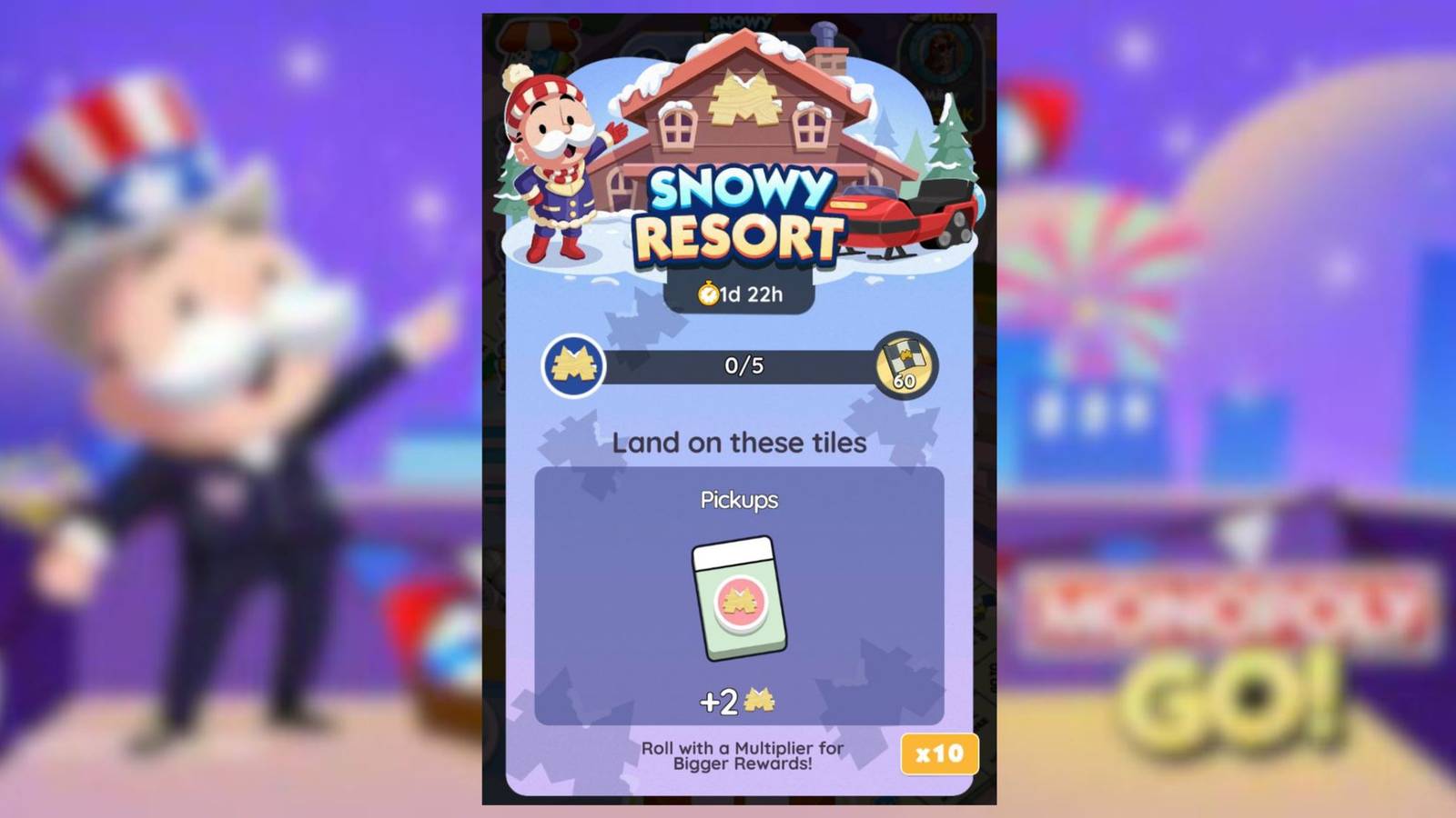 snowy resort monopoly go 