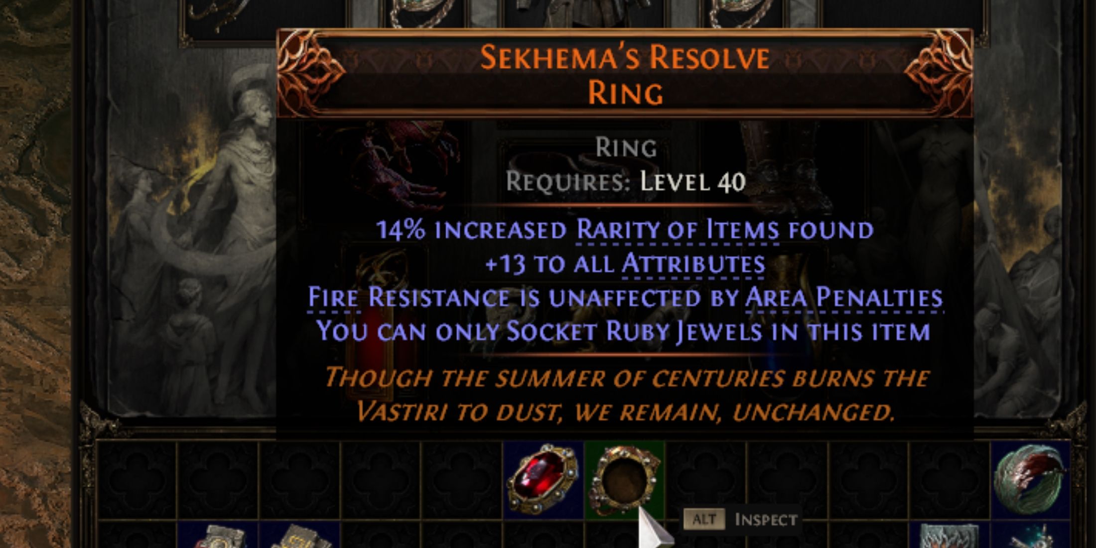 socketing a ruby in a sekhemas resolve ring in path of exile 2