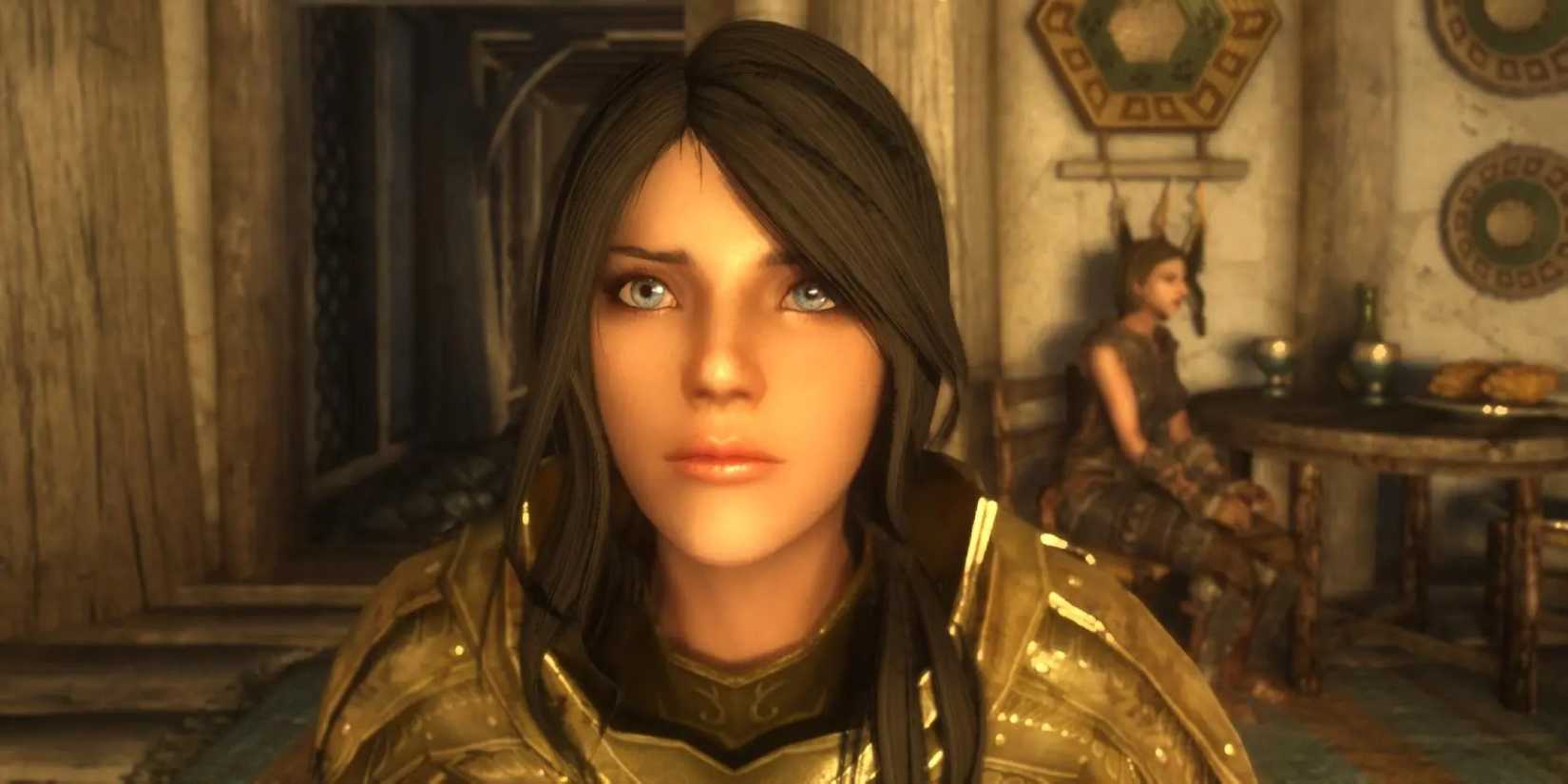 Shoulder up view of Sofia in inn