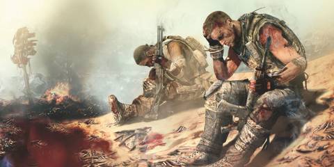 Walker and his teammate sitting in a destroyed location in Spec Ops: The Line