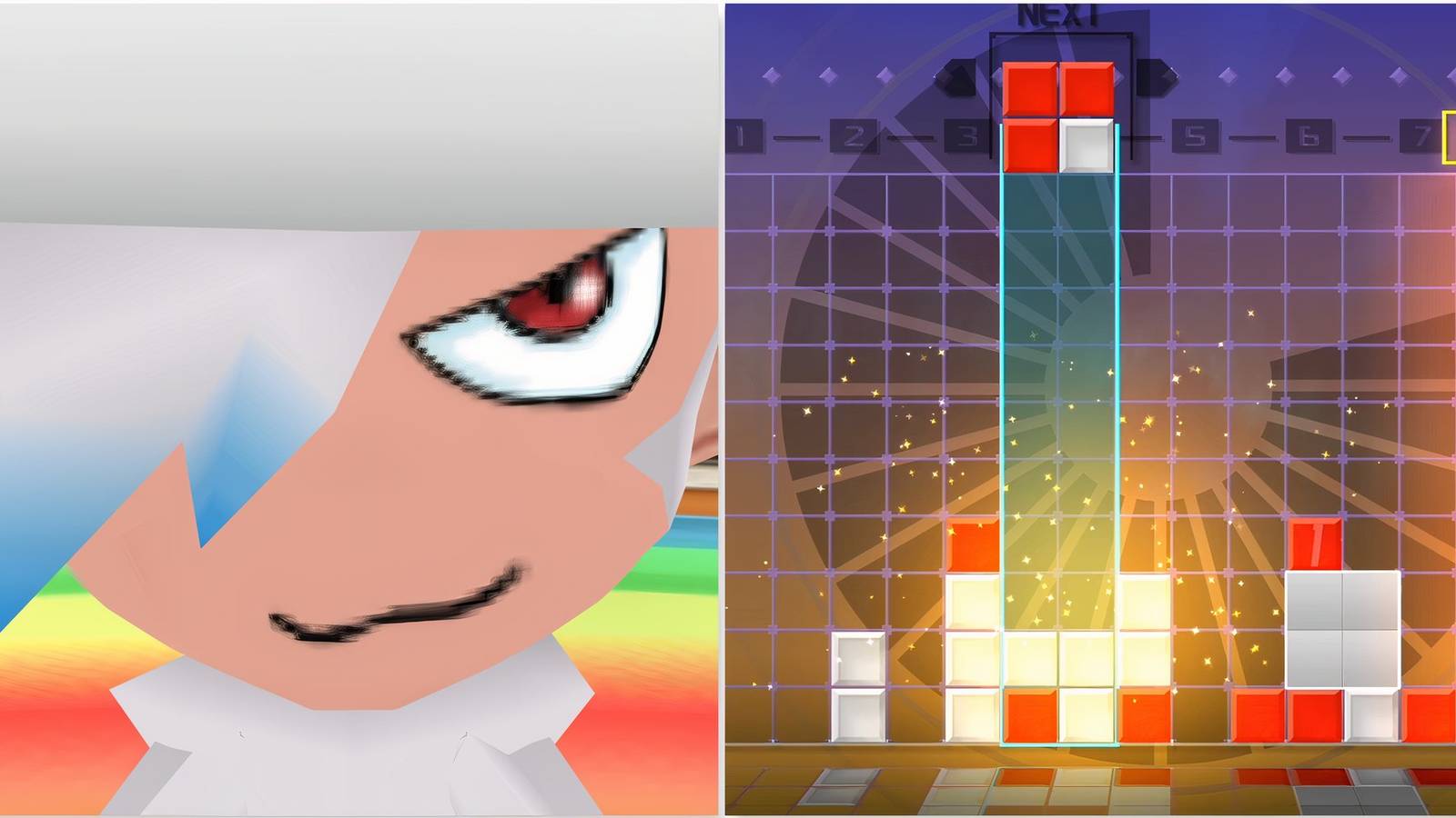Spike in Ape Escape On The Loose and playing a match in Lumines