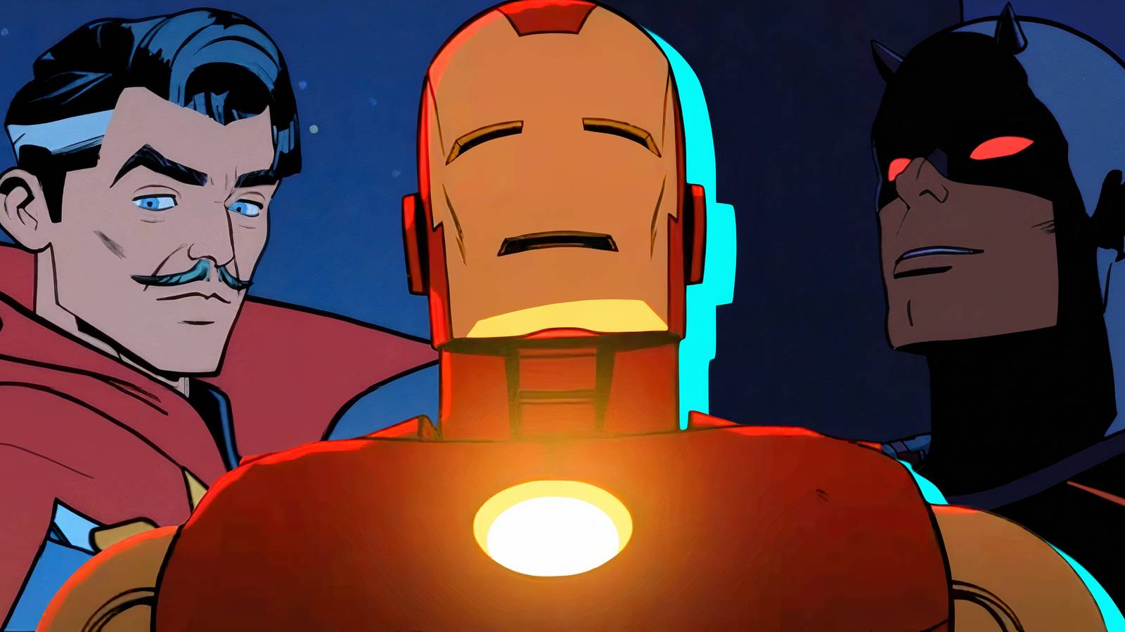 Split image of Doctor Strange, Iron Man, and Daredevil in Your Friendly Neighborhood Spider-Man