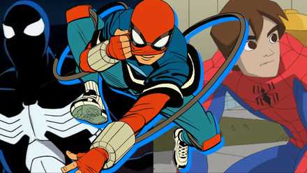 Split image of Spider-Man The Animated Series, Spectacular Spider-Man, and Your Friendly Neighborhood Spider-Man