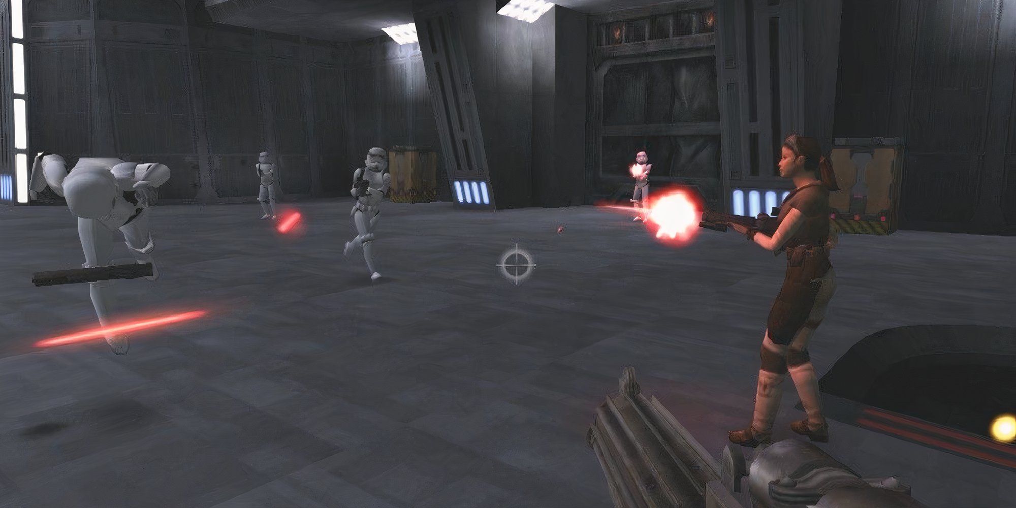 Kyle and Jan blasting Stormtroopers in Star Wars Jedi Knight 2 - Jedi Outcast