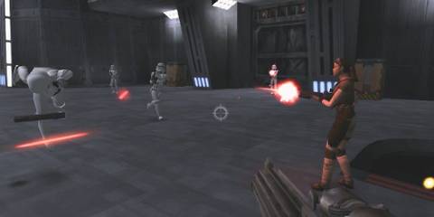 Kyle and Jan blasting Stormtroopers in Star Wars Jedi Knight 2 - Jedi Outcast