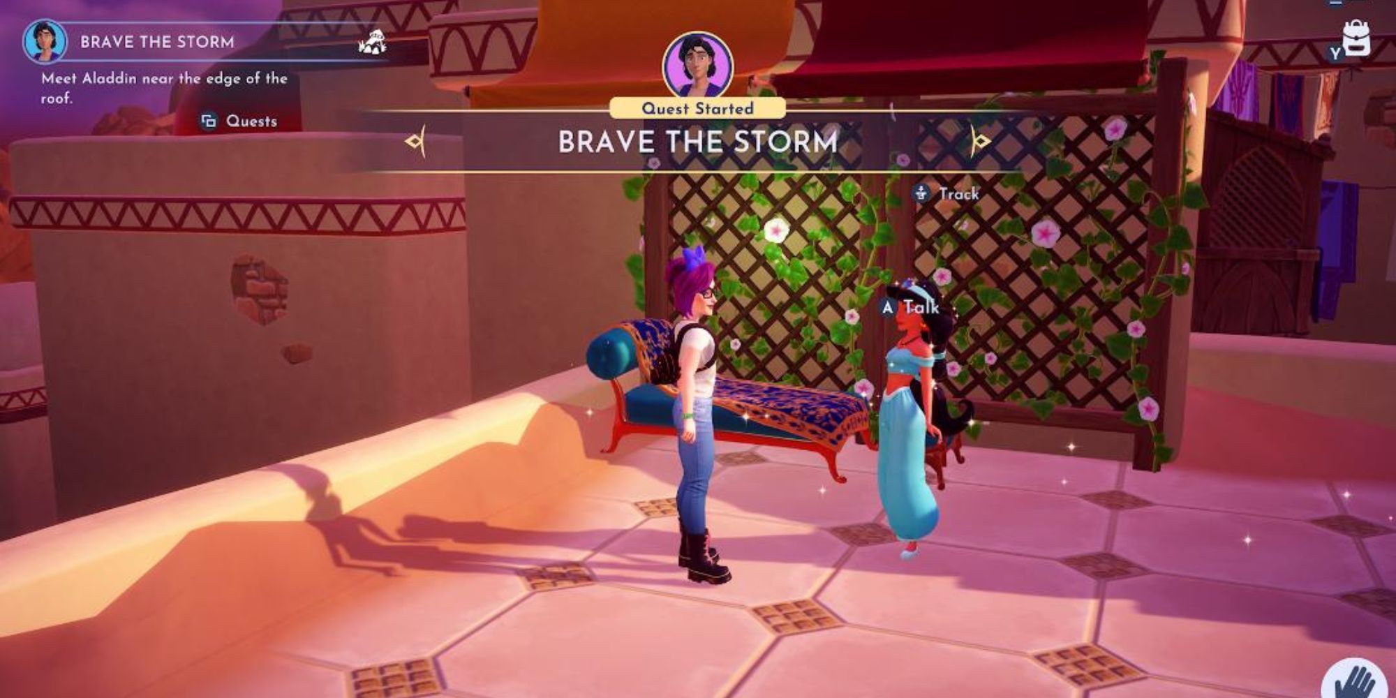 Brave the Storm Aladdin Realm quest in Disney Dreamlight Valley