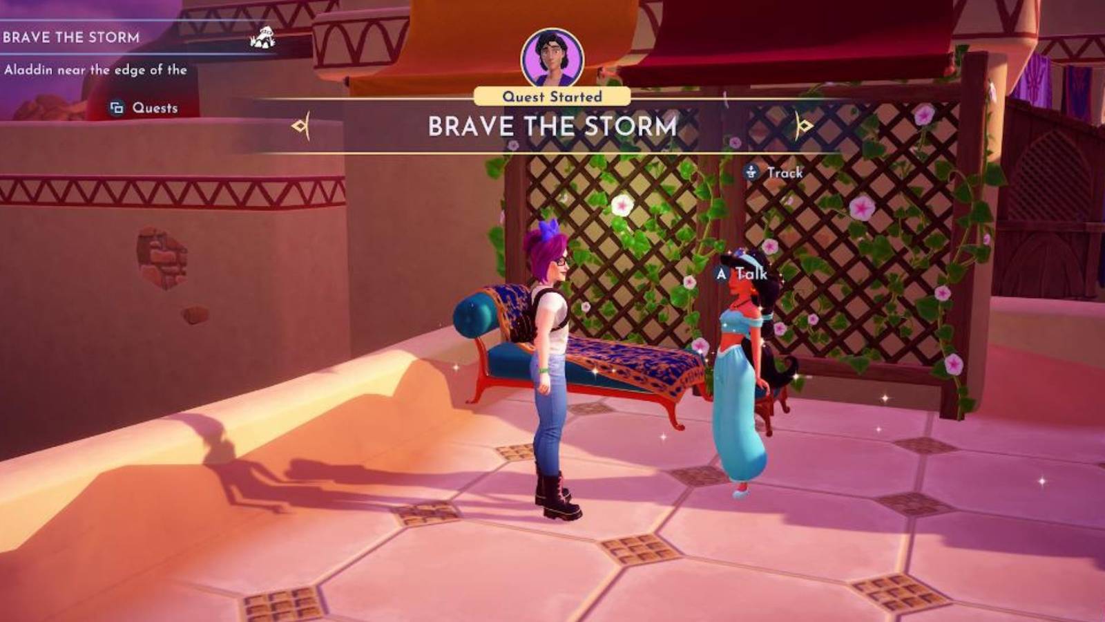 Brave the Storm Aladdin Realm quest in Disney Dreamlight Valley