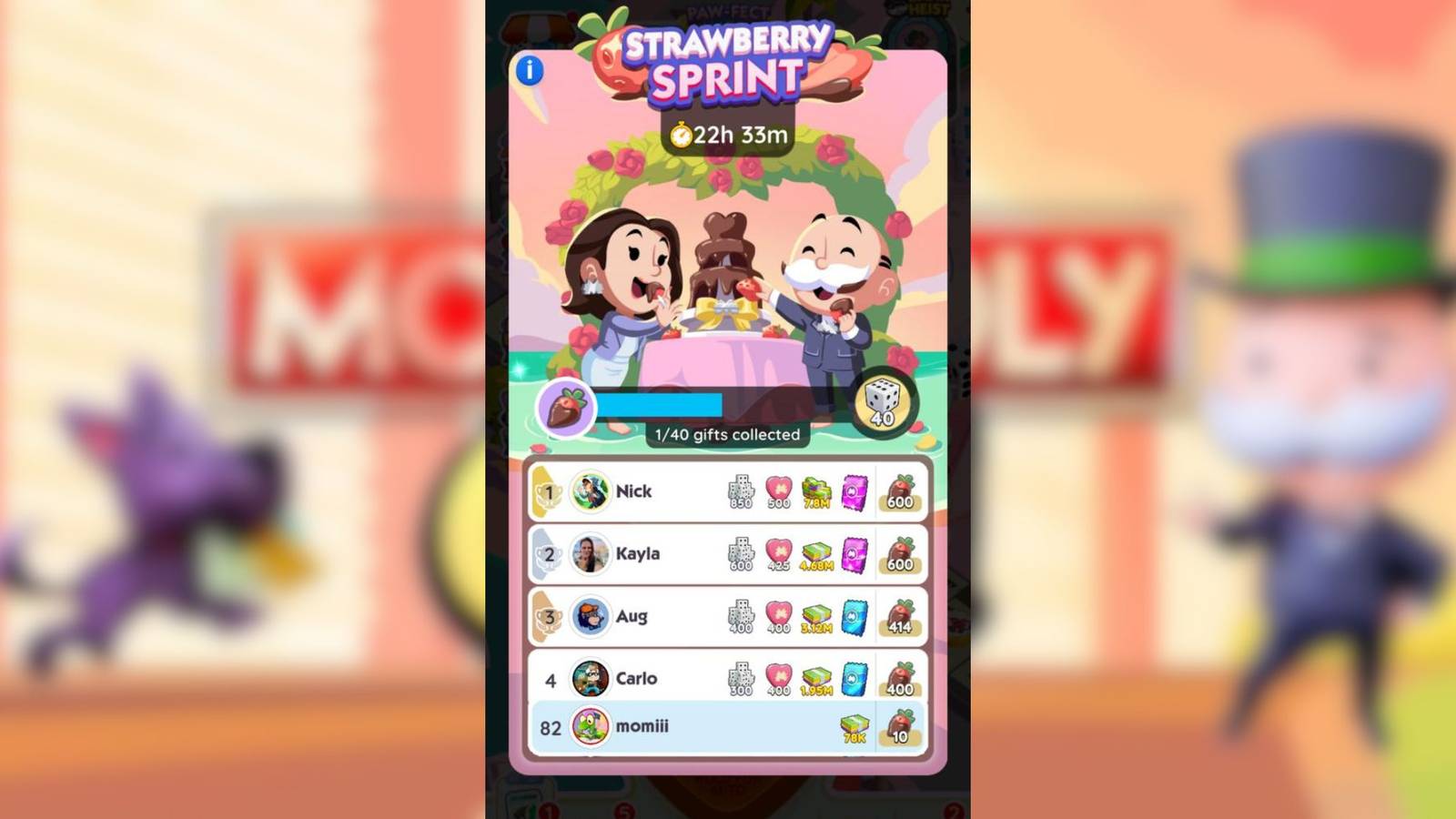 strawberry sprint monopoly go