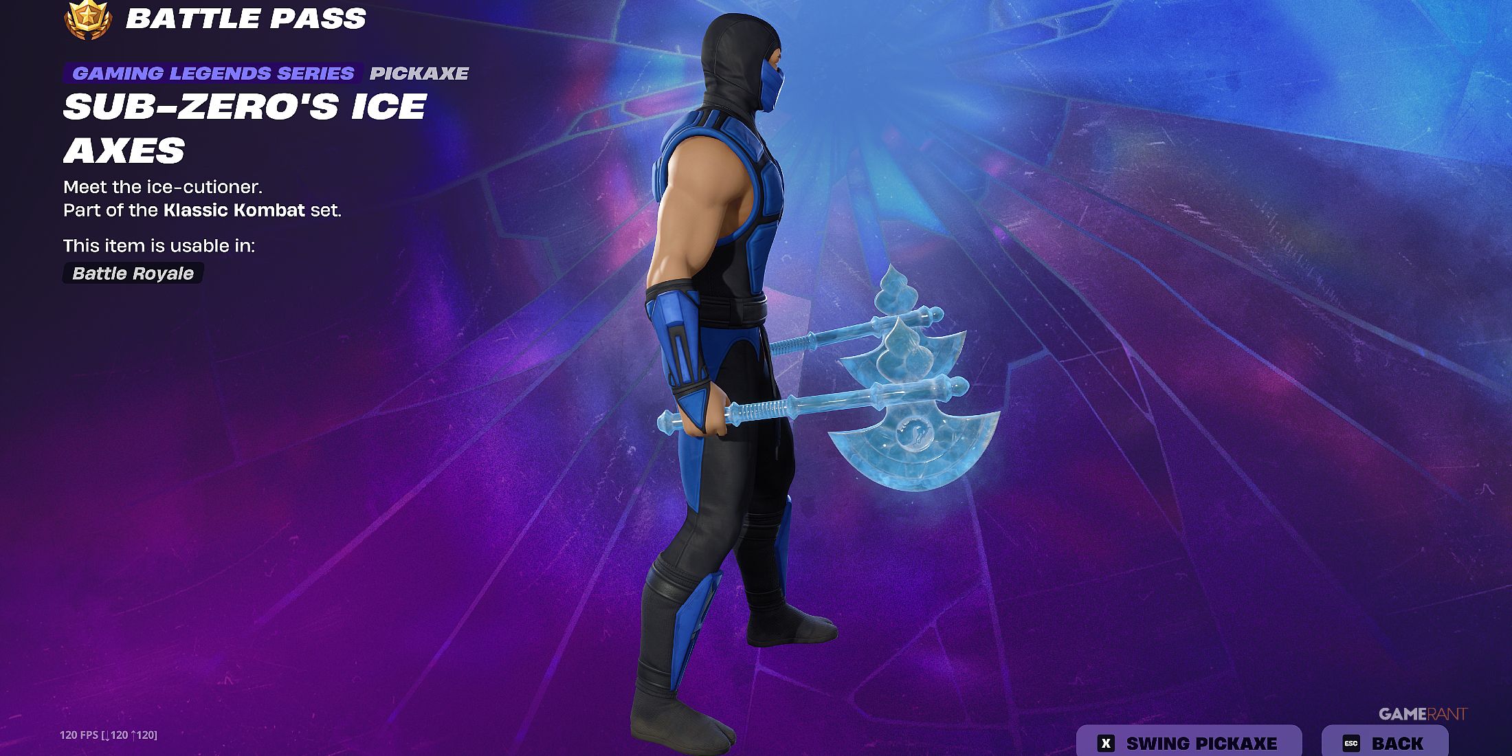 Sub-Zero's Ice Axes in Fortnite