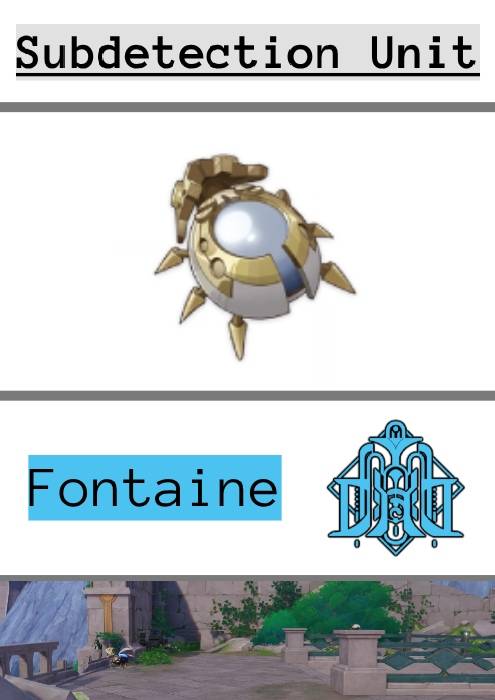 Subdetection Unit icon with an image of them in the wild, alongside fontaine's emblem 