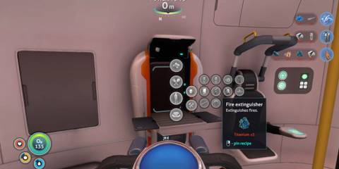The player crafting a fire extinguisher in Subnautica