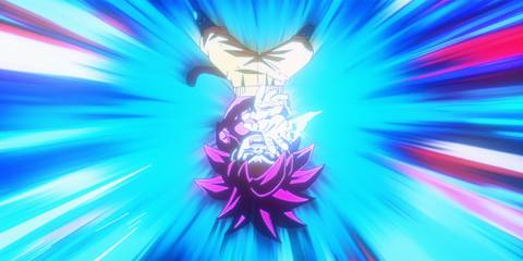 Super Saiyan 4 Goku (Mini) firing a Kamehameha in Dragon Ball DAIMA