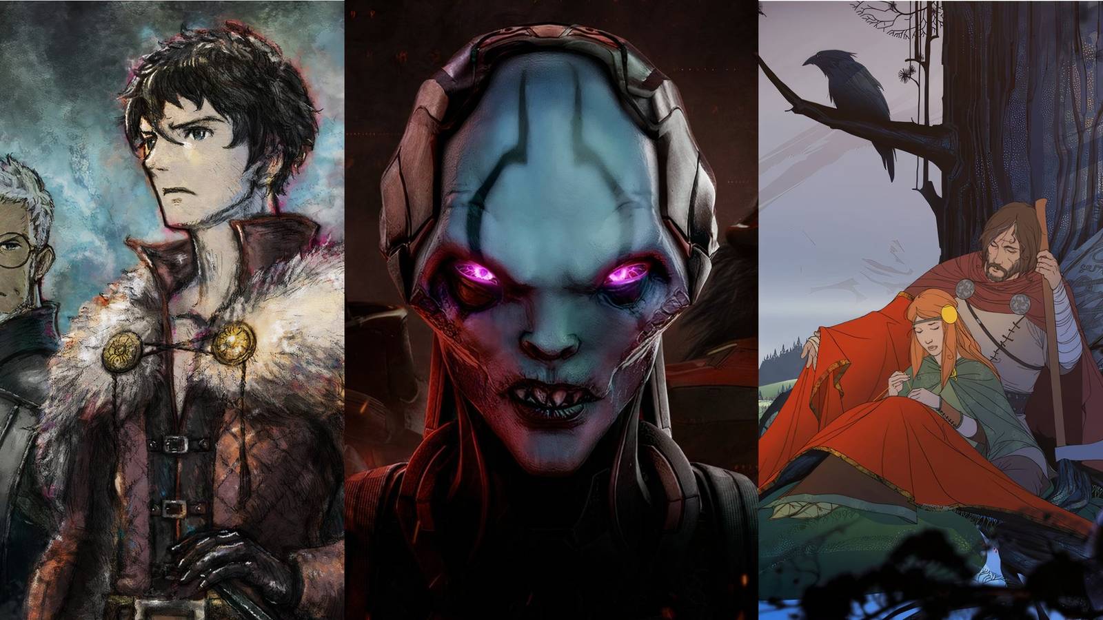 Images depicting Triangle Strategy, XCOM 2, and Banner Saga