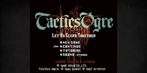 Tactics Ogre Let Us Cling Together PlayStation title screen