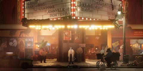 Tails Noir Howard outside a movie theater