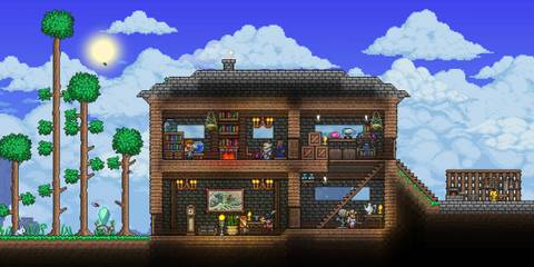 Terraria house with NPCs