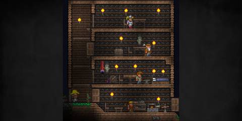 Terraria inn with various NPCs