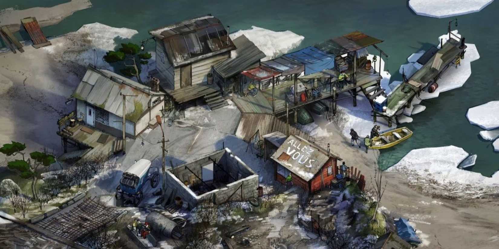 The Coast Shacks in Disco Elysium