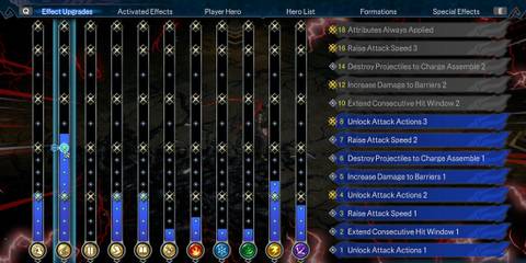 the effect upgrades menu in warriors abyss