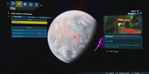 The galaxy map in Borderlands 3