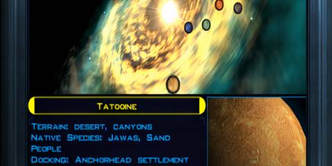 The galaxy map in Star Wars Knights Of The Old Republic