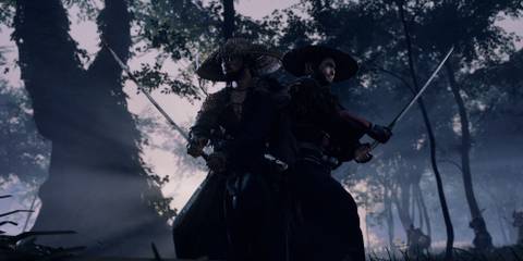 Jin Sakai and his friend, fighting together in Ghost of Tsushima