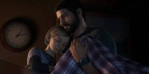 The Last of Us Joel cradling Sarah