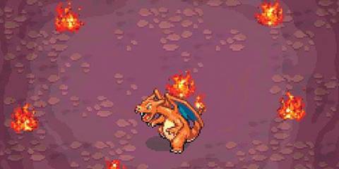 The player capturing a wild Charizard.