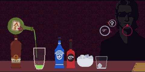 The Red Strings Club mixing a drink