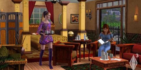 The Sims 3 two sims in a living room