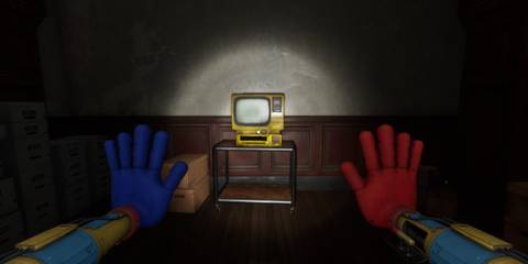 the yellow vhs player and tv that the player finds inside the medallion room in poppy playtime chapter 4