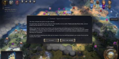 town specializations blurb in civilization 7